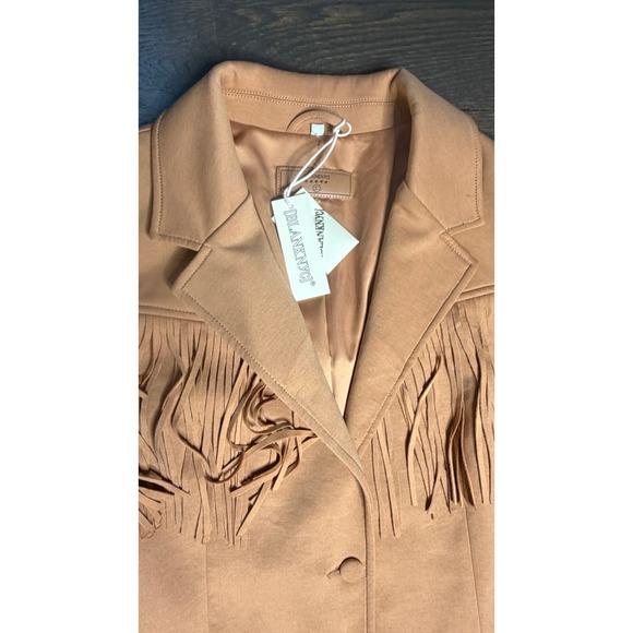 NEW BLANKNYC Faux Tan Suede Fringe Western Blazer Jacket Womens Size L - Picture 4 of 8